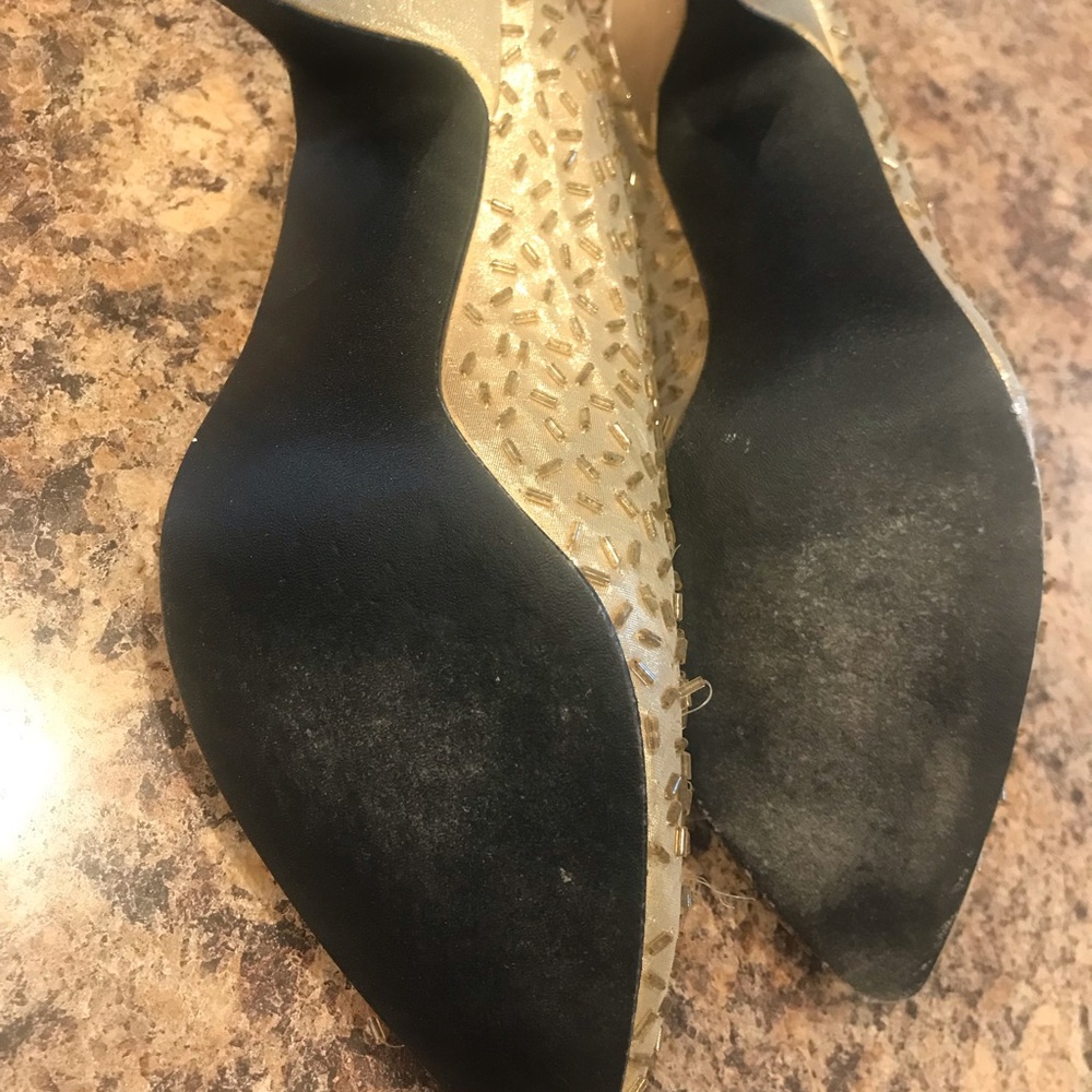 Gold Sequined High Heels - Picture 3 of 7